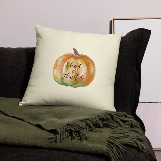 "Blessed & Thankful" Pumpkin Pillow Case